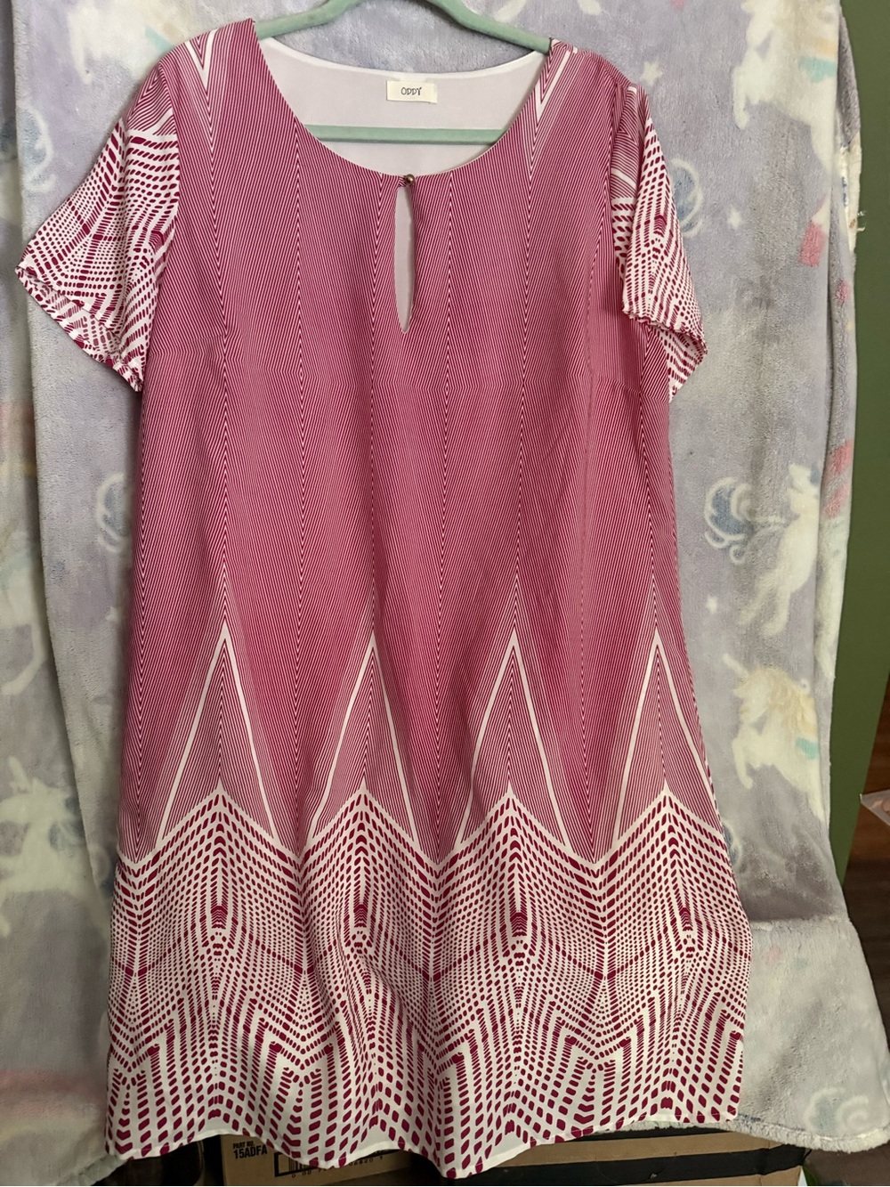 ODDY Mauve-Pink Geometric A-Line Dress